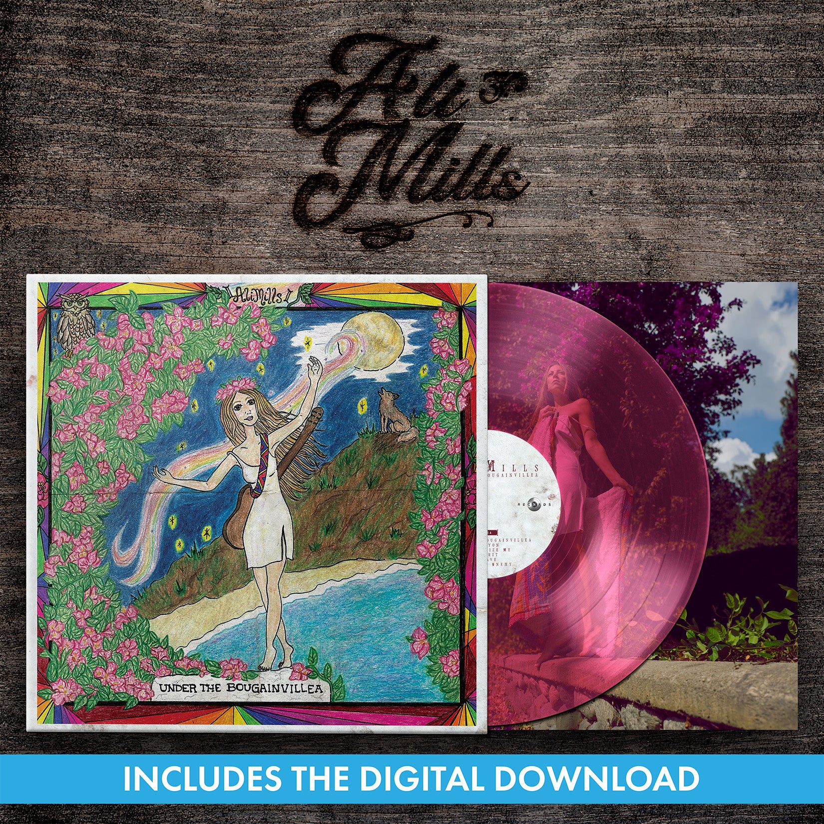 Ali Mills - Under the Bougainvillea Vinilo de color de 12" y 180 gramos - Incluye descarga digital