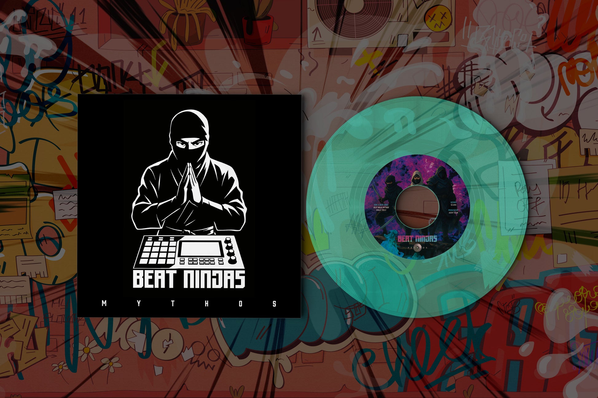 Pre - Order Beat Ninjas Mythos - Limited Edition/Short Run - 7" Clear Coke Bottle Green Vinyl 45RPM pre-order (Copy)