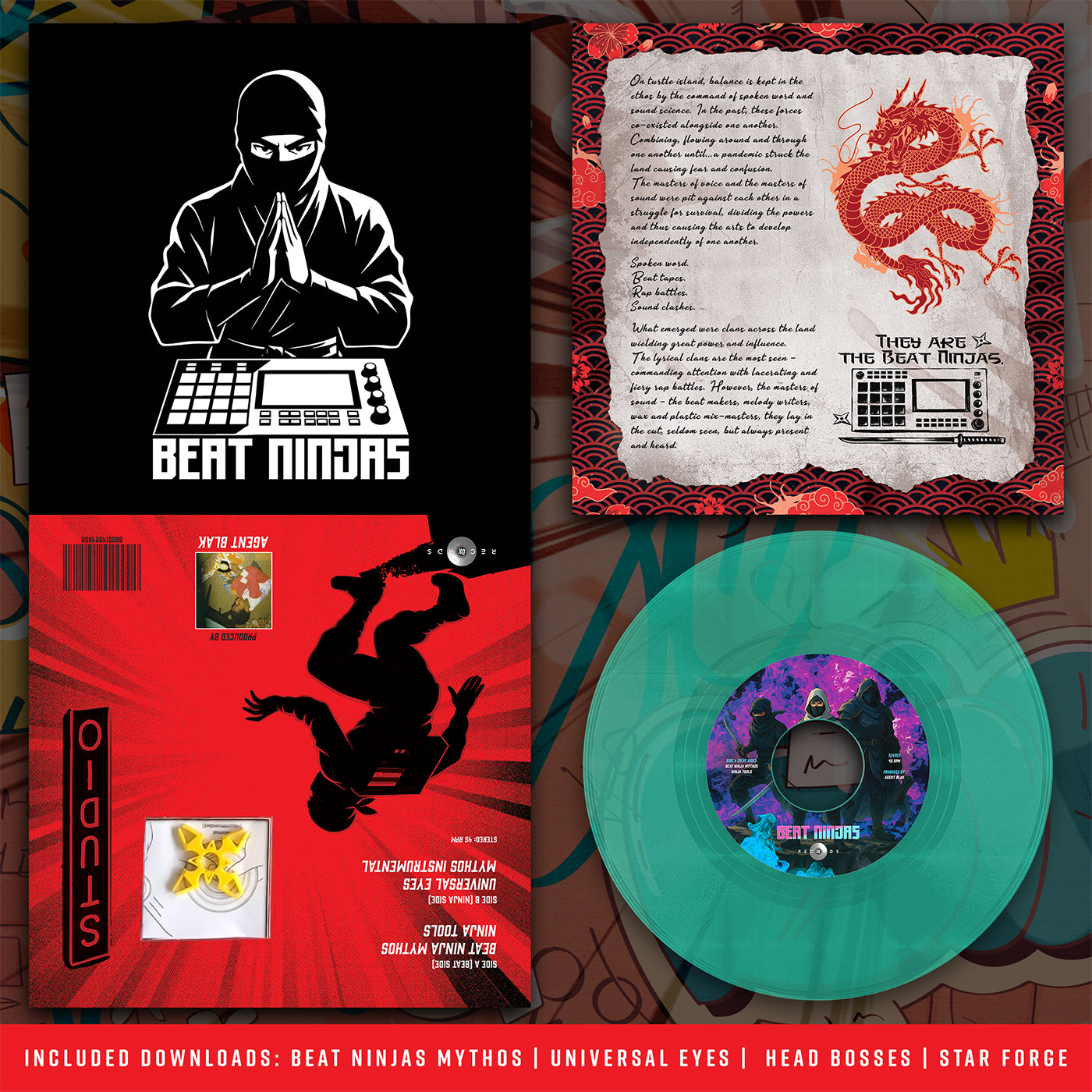 Beat Ninjas Mythos by Agent Blak - Limited Edition/Short Run - 7" Jade Vinyl 45RPM
