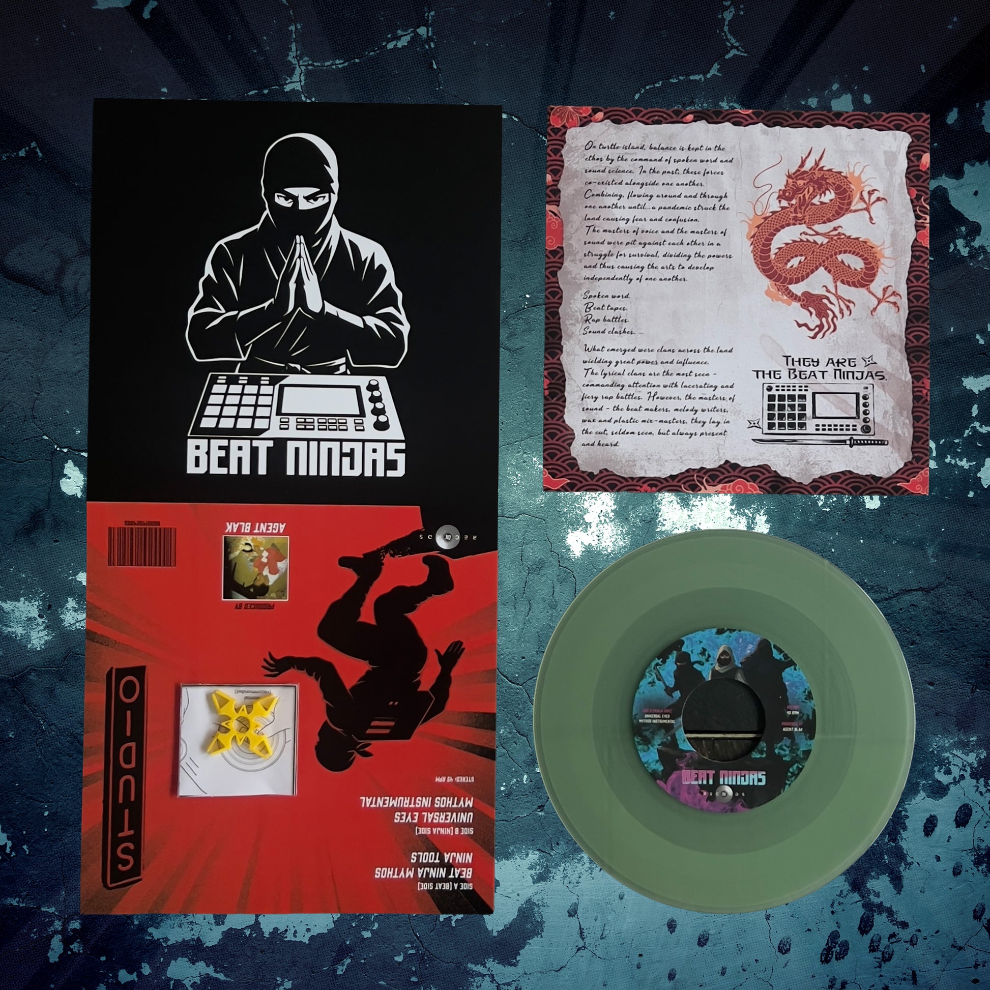 Beat Ninjas Mythos by Agent Blak - Limited Edition/Short Run - 7" Clear Coke Bottle Green Vinyl 45RPM